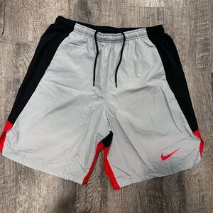 Nike Men's Black, Red and Grey Athletic Shorts